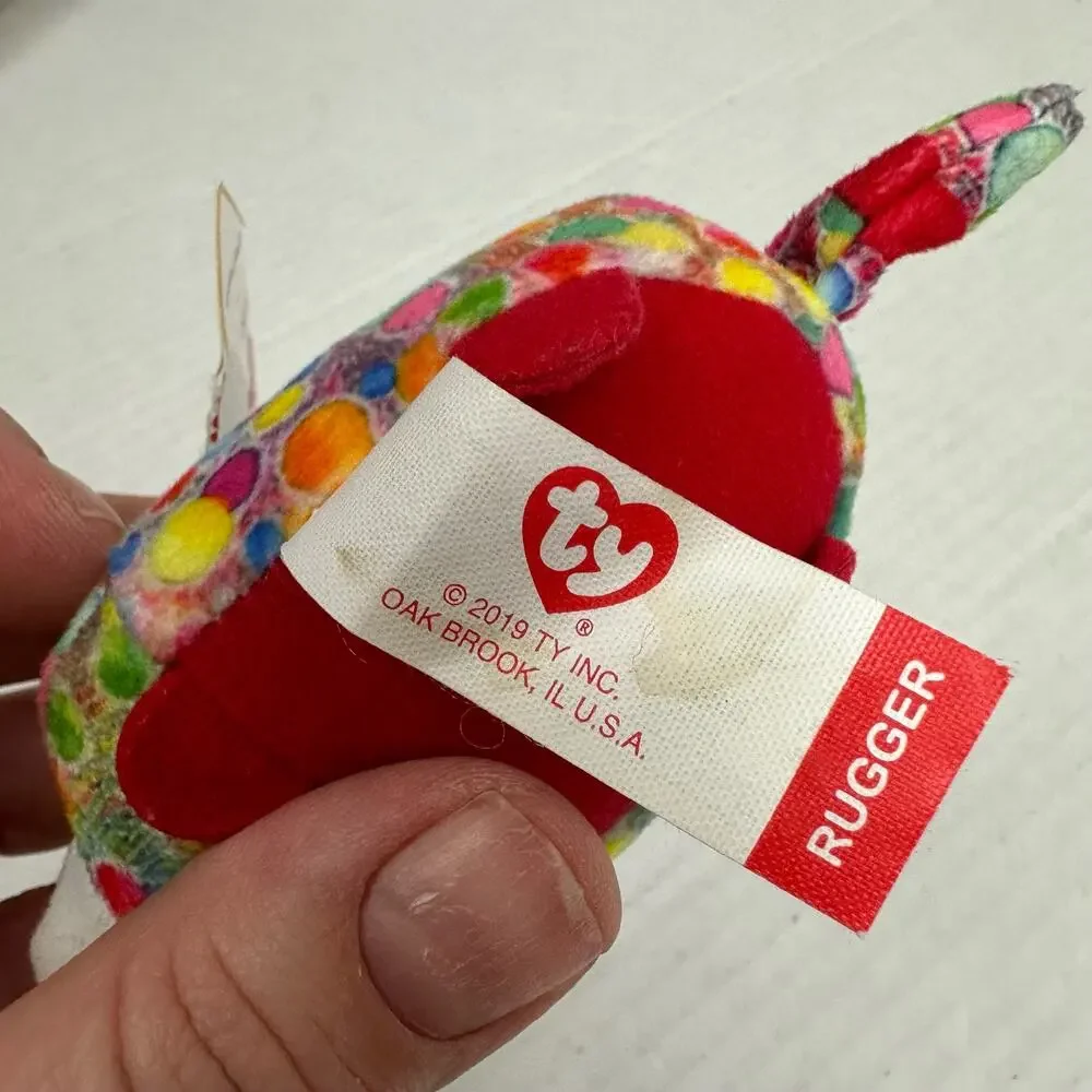 Ty 2019 Rugger Raccoon Beanie Boo Red Glitter Eyes Happy Meal Mcdonalds Toy